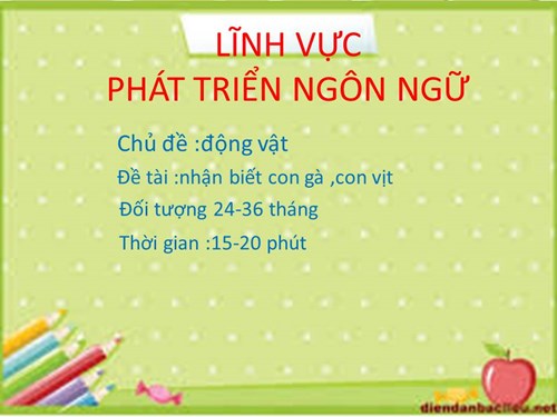 PTNN: Đề tài: Nhận biết con gà, con vịt. GV: Trịnh Thị Hồng Nhung