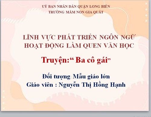 Truyện Ba cô gái _ Gv Nguyễn Thị Hồng Hạnh