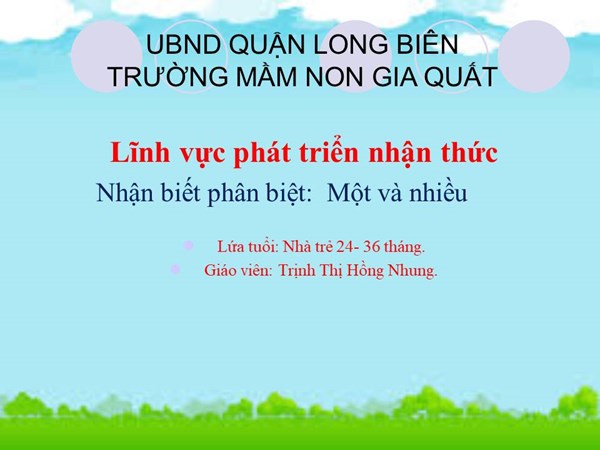 PTNT: NBPB: Một và nhiều- GV: Trịnh Thị Hồng Nhung