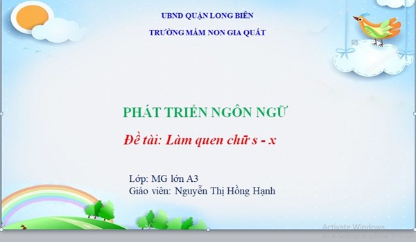 Làm quen chữ cái s, x _ Gv: Nguyễn Thị Hồng Hạnh