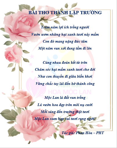 Cô giáo Phan Thị Hòa - PHT nhà trường sáng tác bài thơ nhân kỷ niệm 1 năm thành lập trường