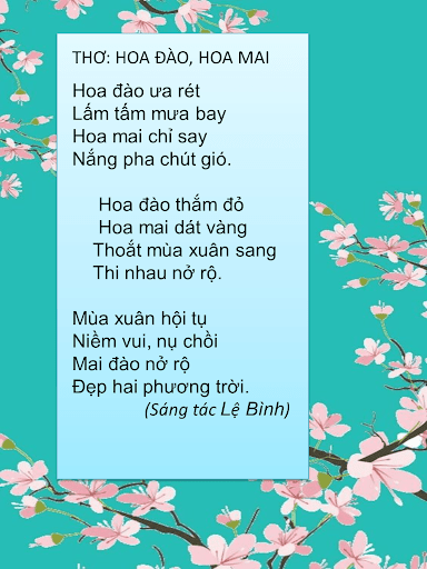 Bài thơ   Hoa đào - hoa mai  