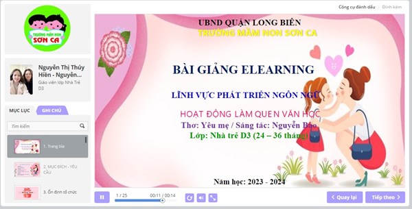 Bài giảng E-learning: Thơ yêu mẹ