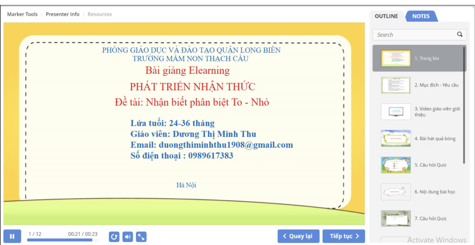 Lĩnh vực PTNT - Đề tài: Nhận biết phân biệt To - nhỏ - lứa tuổi 24-36 tháng - Giáo viên: Dương Thị Minh Thu
