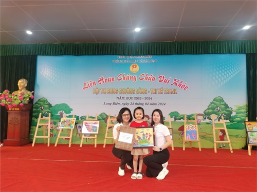 Bạn nhỏ Khánh Tiên đạt giải cao trong cuộc thi vẽ tranh tạihội thi:  Liên hoan chúng cháu vui khỏe  cấp Quận năm học 2023-2024