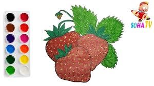 Vẽ và tô màu quả dâu tây và sáu loại trái cây khác cho trẻ em