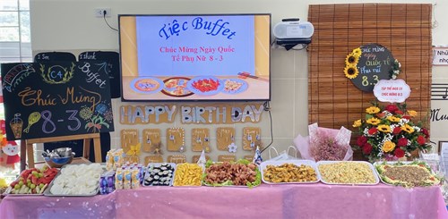 Lớp Mẫu Giáo Bé C4 liên hoan tiệc buffet chào mừng ngày Quốc Tế Phụ Nữ 8-3