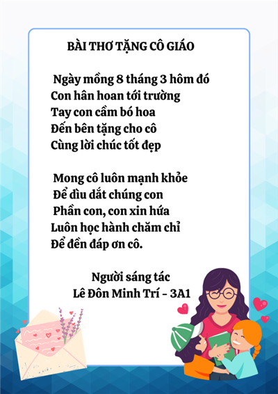 Bài thơ tặng cô giáo - Lê Đôn Minh Trí Lớp 3A1