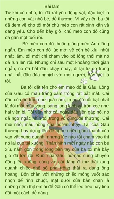 Bài văn tả con vật - HS Nguyễn Ngọc Hoài An Lớp 5A2