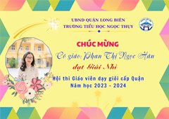 Chúc mừng cô giáo Phan Thị Ngọc Hân đạt Giải Nhì hội thi Giáo viên dạy giỏi cấp quận năm học 2023 - 2024.
