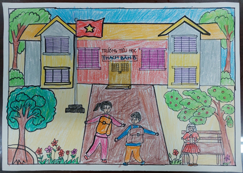 Học sinh trường Tiểu học Thạch Bàn B hưởng ứng cuộc thi “Em vẽ Trường học hạnh phúc”