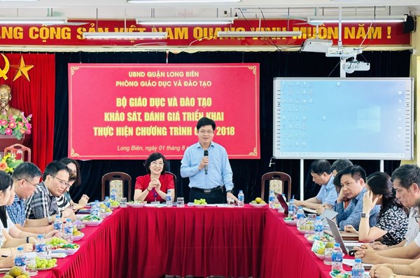 Cấp THCS quận Long Biên đón đoàn khảo sát, đánh giá của  Bộ GD&ĐT về việc triển khai thực hiện chương trình Giáo dục phổ thông 2018 tại quận Long Biên  