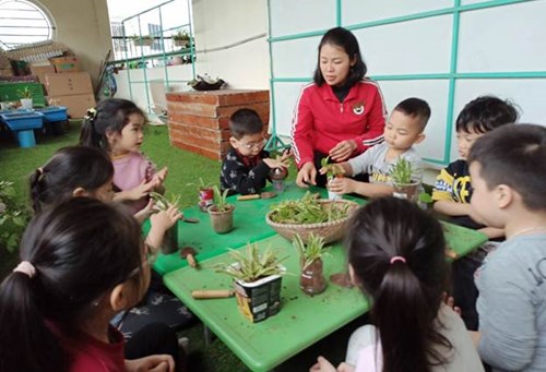 Các bé lớp Mẫu giáo lớn A1 tham gia trồng cây 