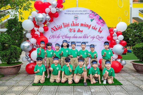 Các bé Trường Mầm non Bắc Biên tham gia hội thi” Liên hoan chúng cháu vui khoẻ - rung chuông vàng- thi vẽ tranh” cấp Quận năm học 2022 -2023