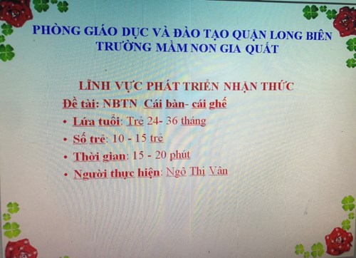 Giáo án: PTNT : NBTN Cái bàn - Cái ghế - Gv : Ngô Thị Vân.