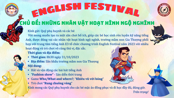 English Festival - Chủ đề: Những nhân vật hoạt hình ngộ nghĩnh