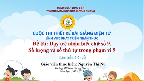LQVT   Dạy trẻ nhận biết số 9, STT, số lượng trong phạm vi 9  - GV: Nguyễn Thị Nụ