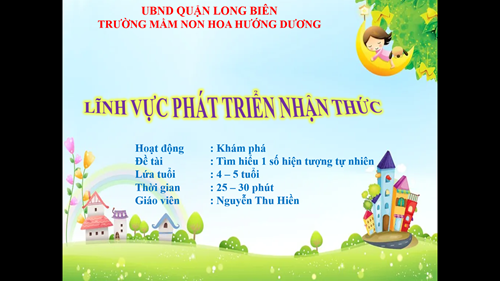 Khám phá: Tìm hiểu một số hiện tượng tự nhiên - Lứa tuổi: 4-5 tuổi - GV: Nguyễn Thu Hiền