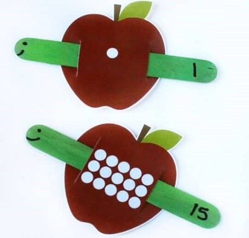 Cách làm đồ chơi học toán cho trẻ mầm non sâu tìm táo