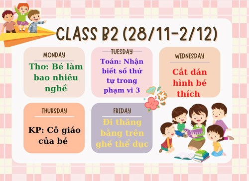 Chương trình học tuần 5 tháng 11 của các bé lớp MGN B2
