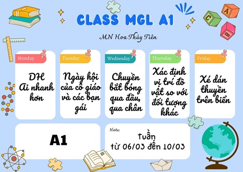 Chương trình học tuần 2 tháng 3/2023 lớp MGL A1