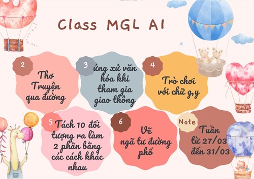 Chương trình học tuần 5 tháng 3/2023 của các bé lớp MGL A1