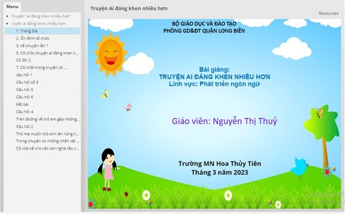 Bài giảng E-learning: Truyện Ai đáng khen nhiều hơn cô giáo Nguyễn Thị Thuỷ