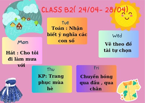 Chương trình học tuần 4 tháng 4/2023 của các bé lớp MGN B2
