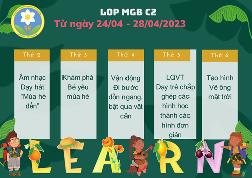 Chương trình học tuần 4 tháng 4/2023 của các bé lớp MGB C2