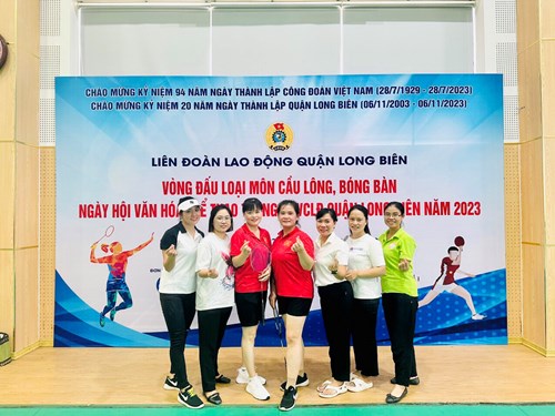 Trường mầm non Hồng Tiến tham gia vòng loại môn bóng bàn, cầu lông - Ngày hội văn hoá thể thao trong CBGVNV quận Long Biên năm 2023