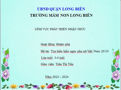 MN Long Biên_Bài giảng khám phá_ Tìm hiểu ngày phụ nữ Việt Nam_GV Trần Yến_ Lớp C1
