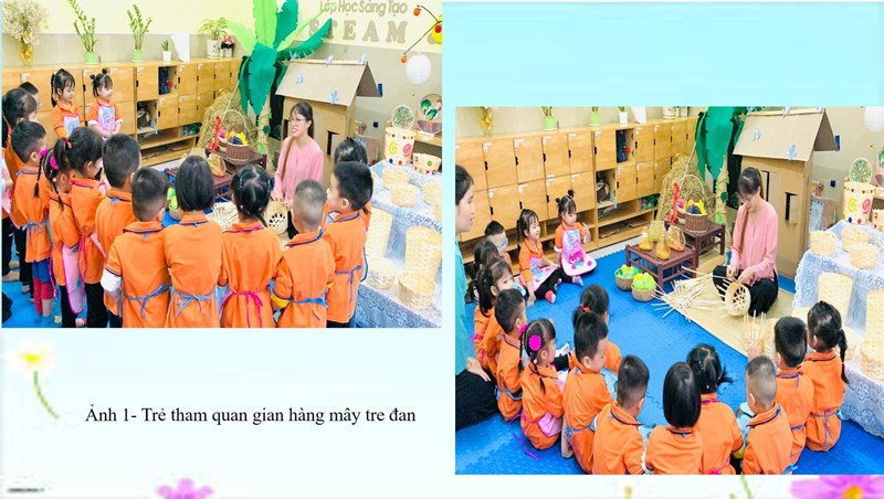 Trường mầm non Long Biên tổ chức kiến tập hoạt động tạo hình “Trang trí giỏ tre” tại lớp MG Bé C2