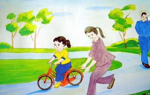 Thơ:  Bé tập đi xe đạp 