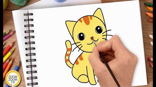 Hướng dẫn cách vẽ CON MÈO CON - Tô màu Con Mèo CON