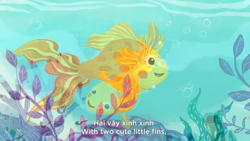 Hai vây xinh xinh Cá vàng bơi Cover Vietnamese Goldfish song with English and Vietnamese subtitles - Gv: Nguyễn Thị Kim Chi