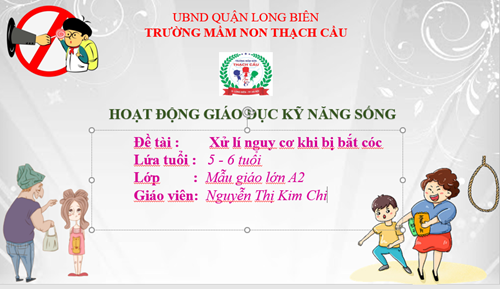 LĨNH VỰC PHÁT TRIỂN NHẬN THỨC : ĐỀ TÀI : Xử lý nguy cơ bị bắt cóc  - Lứa tuổi : 5- 6 tuổi - GV: Nguyễn Thị Kim Chi