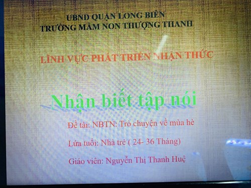 Lĩnh vực PTNT: NBTN: Trò chuyện về mưa. GV: Nguyễn Thị Thanh Huệ - Lớp NT D1