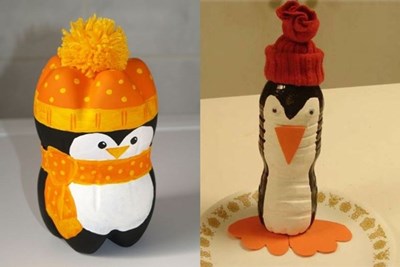 Cách làm chú chim cánh cụt bằng chai nhựa 