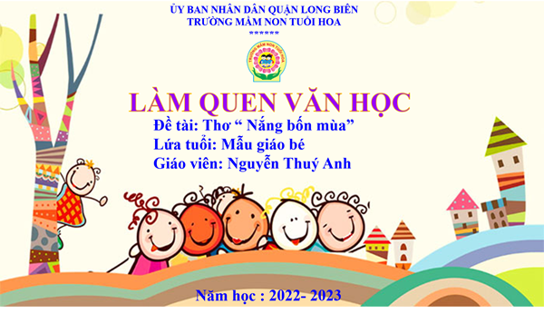 LQVH Thơ   Nắng bốn mùa  - Mẫu giáo bé - GV: Nguyễn Thuý Anh