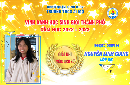 Nguyễn Linh Giang cô học trò lớp 9B đạt giải Nhì môn Lịch sử cấp Thành phố
