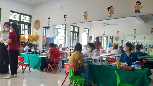 Trường THCS Giang Biên  tổ chức khám sức khỏe cho cán bộ giáo viên,  nhân viên toàn trường