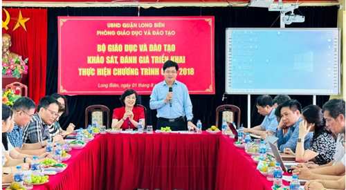 Cấp THCS quận Long Biên đón đoàn khảo sát, đánh giá của Bộ GD&ĐT về việc triển khai thực hiện chương trình Giáo dục phổ thông 2018 tại quận Long Biên