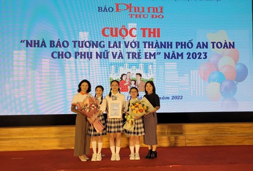 Chúc mừng các em học sinh trường THCS Long Biên đạt giải Ba thành phố Cuộc thi  Nhà báo tương lai với thành phố an toàn cho phụ nữ và trẻ em  năm 2023