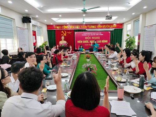 Trường THCS Nguyễn Bỉnh Khiêm tổ chức thành công  Hội nghị viên chức người lao động năm học 2023-2024