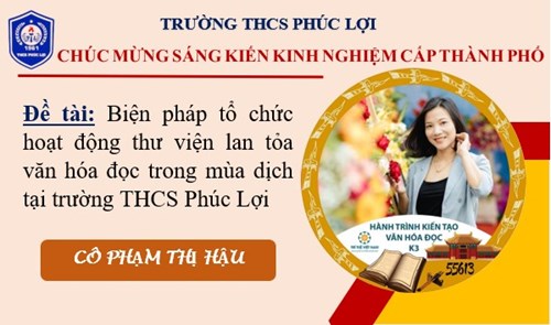 Chúc mừng cô Phạm Thị Hậu đạt sáng kiến kinh nghiệm cấp Thành phố năm 2023