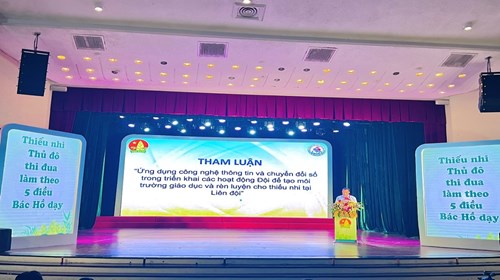 Liên độiTrường Tiểu học Đoàn Kết vinh dự trình bày tham luận tại Hội nghị tổng kết công tác Đội và phong trào Thiếu nhi Thủ đô năm học 2022-2023
