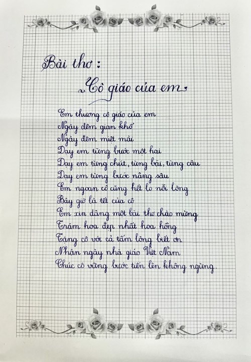 Bài thơ Cô giáo của em - HS Vũ Nguyễn Hạnh An Lớp 3A4