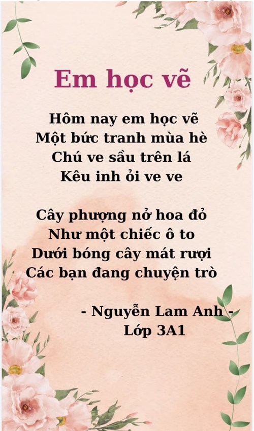 Em học vẽ - HS Nguyễn Lam Anh Lớp 3A1