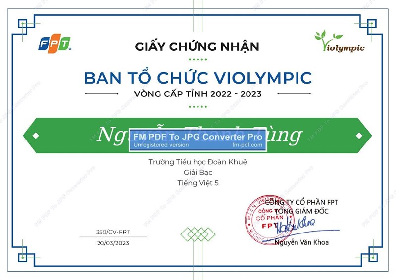07 HS đạt giải Bạc cấp thành phố cuộc thi Tiếng Việt violympic năm học 2022 - 2023
