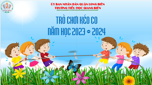 Học sinh trường TH Giang Biên tham gia trò chơi kéo co 